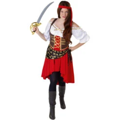 Kostüm - Piratin - Für Erwachsene - 3-teilig - Verschiedene Größen