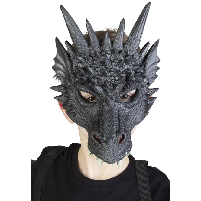 Halloweenmaske - Drache - Für Kinder - Schwarz