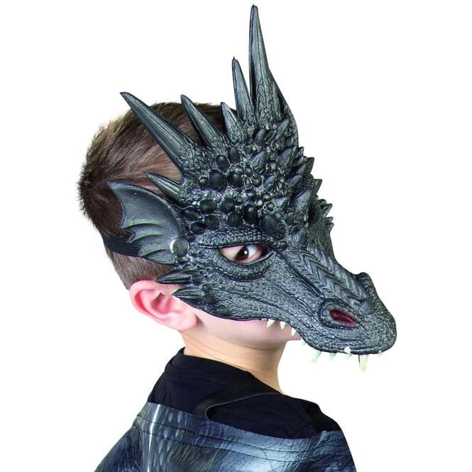 Halloweenmaske - Drache - Für Kinder - Schwarz – Bild 3