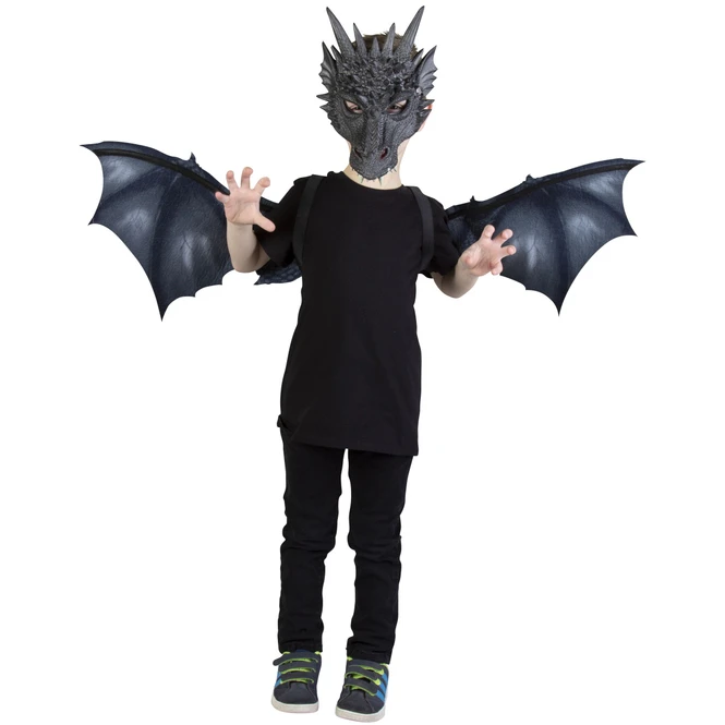 Halloweenmaske - Drache - Für Kinder - Schwarz – Bild 2