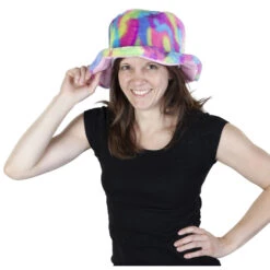 Faschingshut - Regenbogen-Plüsch - Für Erwachsene