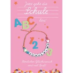 Schulanfangskarte - Armband - Rosa