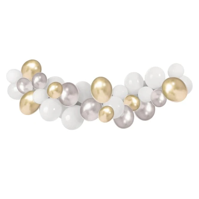 DIY Ballongirlande - Silber-gold-weiß