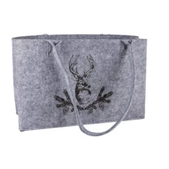 Tasche - Hirschkopf - Grau - Aus Filz - Ca. 40 X 20 X 26 Cm