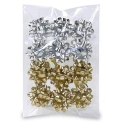 Geschenkschleifen - Ø = Ca. 3,5 Cm - 12 Stück - Silber/gold