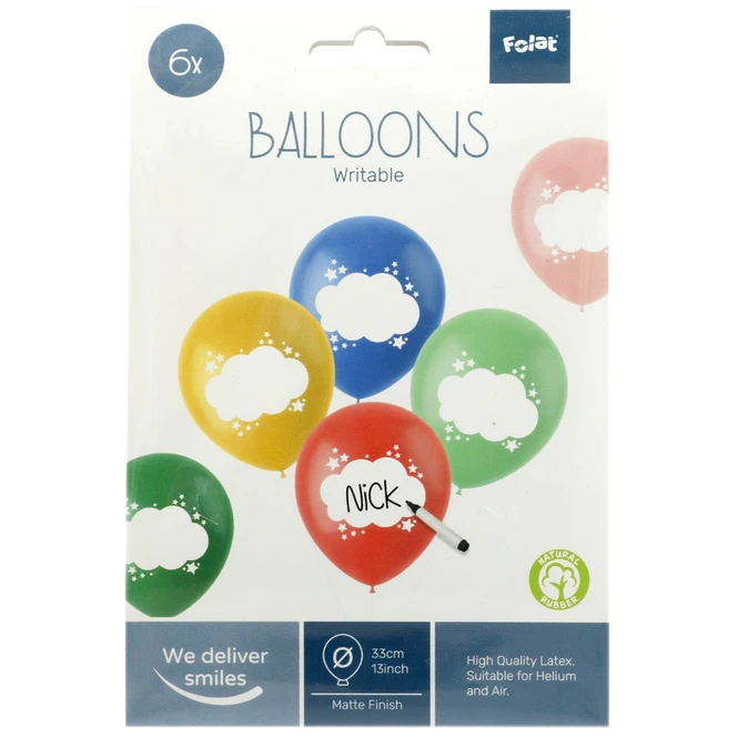 Luftballon-Set - Zum Beschriften - Bunt - Ø= Ca. 33 Cm - 6 Stück