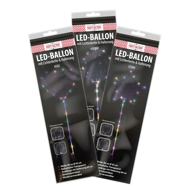 LED-Ballon Mit Lichterkette Und Halterung - Herz - 1 Stück