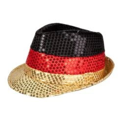 Faschingshut Fedora In Schwarz, Rot, Gold